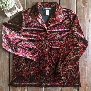 90’s Women’s Paisley Velour Dress Shirt, sz XL